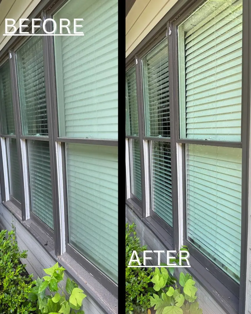 Before and after window cleaning