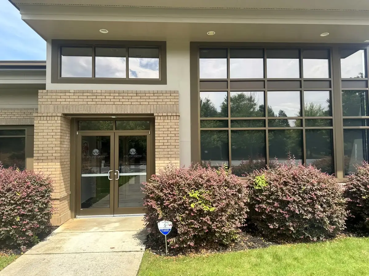 Commercial office building with clean windows